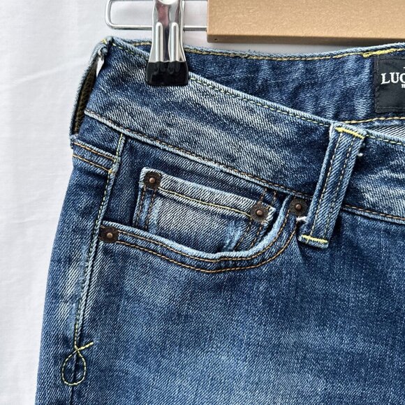 Lucky Brand Lola Skinny Reg Low-Rise Distressed Jeans Medium Wash Denim Women 27 - Picture 8 of 16